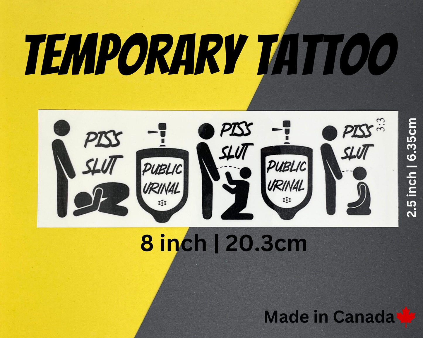 Piss Slut Temporary Tattoo Sheet | 3:3