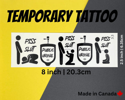 Piss Slut Temporary Tattoo Sheet | 3:3