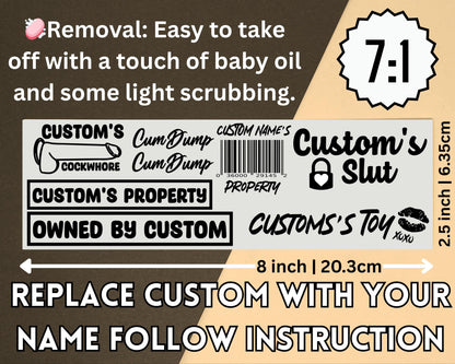 Personalized Adult Temporary tattoos, BDSM tattoos, DDLG, Owned, Fetish Tattoo, Sexy Tattoo Kinkabl Slut Tattoo Toy tattoo